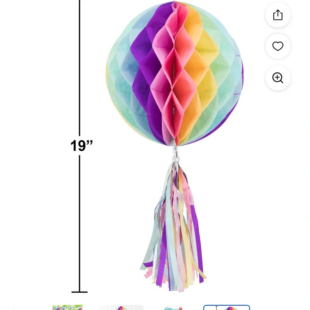 Celebrate Honeycomb Ball with Tassel-pack of 12